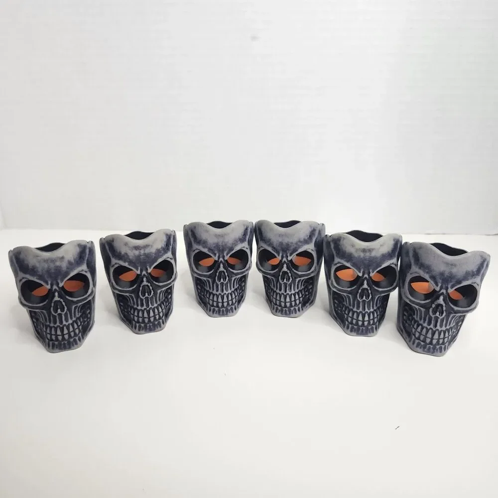 Lot Of 6 Skull Tea Lights